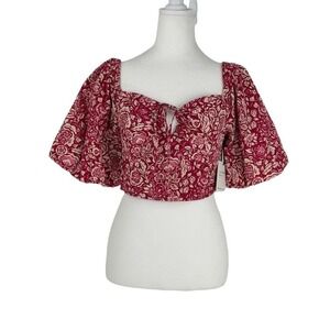 Japna India Red & Pink Floral Top 100% Cotton Size M Party Boho Barbie